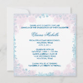 ターコイズピンクの花の写真を使った卒業お知らせ 招待状 (裏面)