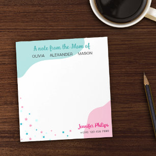 ターコイズピンクは母からのメモを星にする ノートパッド
