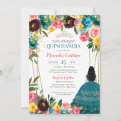 ターコイズピンクイエローフェスティバルフローラキンセアニェラ 招待状 (正面)