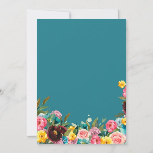 ターコイズピンクイエローフェスティバルフローラキンセアニェラ 招待状 (裏面)