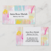 *~ターコイズピンクイエロー抽象芸術パステルモダン 名刺 (正面/裏面)