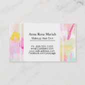 *~ターコイズピンクイエロー抽象芸術パステルモダン 名刺 (裏面)