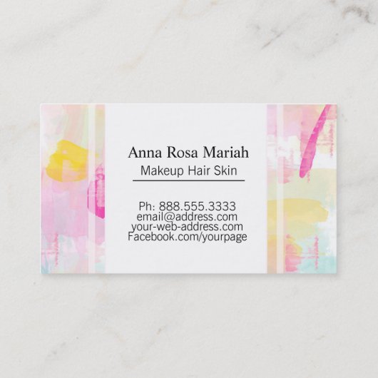 *~ターコイズピンクイエロー抽象芸術パステルモダン 名刺 (裏面)