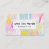 *~ターコイズピンクイエロー抽象芸術パステルモダン 名刺 (正面)