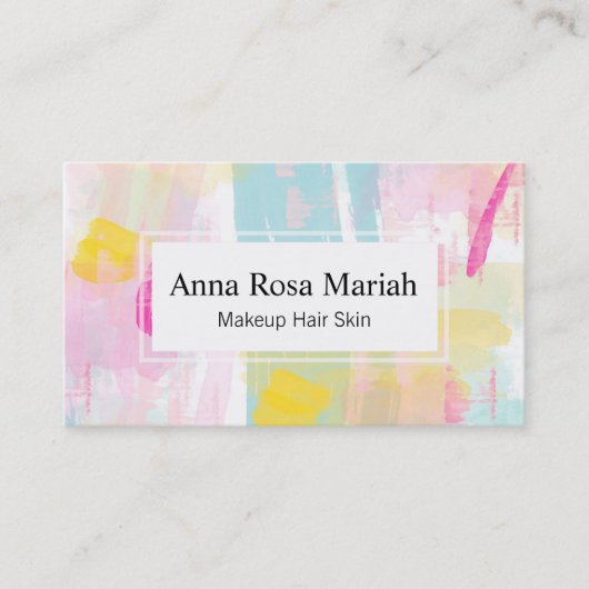 *~ターコイズピンクイエロー抽象芸術パステルモダン 名刺 (正面)
