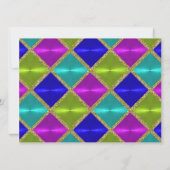 ターコイズピンクグリーンブルーゴールド誕生日パーティー 招待状 (裏面)