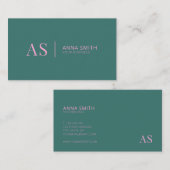 ターコイズピンクスタイリッシュモノグラモダンム 名刺 (正面/裏面)