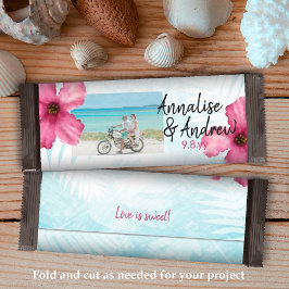 ターコイズピンクハイビスカス結婚ズキャンディバーラッパ