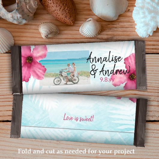 ターコイズピンクハイビスカス結婚ズキャンディバーラッパ