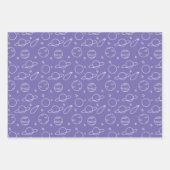 ターコイズピンクパープルホワイト宇宙惑星 ラッピングペーパーシート (正面2)