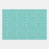 ターコイズピンクパープルホワイト宇宙惑星 ラッピングペーパーシート (正面)