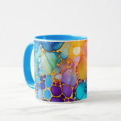 ターコイズピンクピーチパープルアルコール及びインクデザイン マグカップ (正面左)