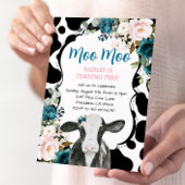 ターコイズピンクフローラカウファーム誕生日招待状 招待状