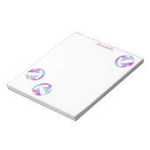 ターコイズピンクホワイトバレーボールパーソナライズされたボール ノートパッド (回転)