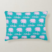 ターコイズピンクホワイトパームアロハトロピカル アクセントクッション (正面)