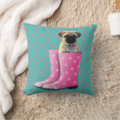 ターコイズピンクホームデコールPUG クッション (ブランケット)