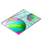 ターコイズピンクライム女子バレーボールパーソナライズされた ノートブック (左側)