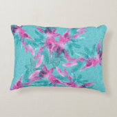 ターコイズピンク抽象芸術ハワイアン花 アクセントクッション (裏面)