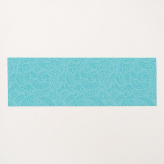 ターコイズピンク抽象芸術ハワイアン花 ヨガマット (裏面(横))