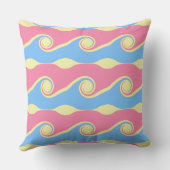 ターコイズピンク抽象芸術ライフウェーブ クッション (裏面)