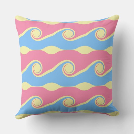 ターコイズピンク抽象芸術ライフウェーブ クッション (裏面)