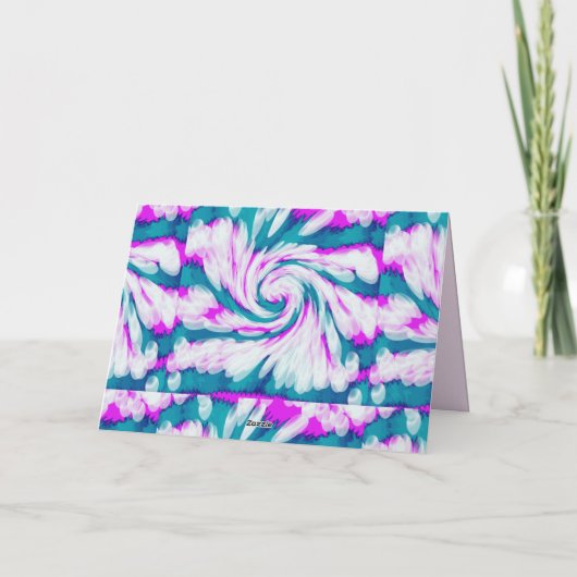 ターコイズピンク絞り染めスワールハッピーバースデー カード (裏面)