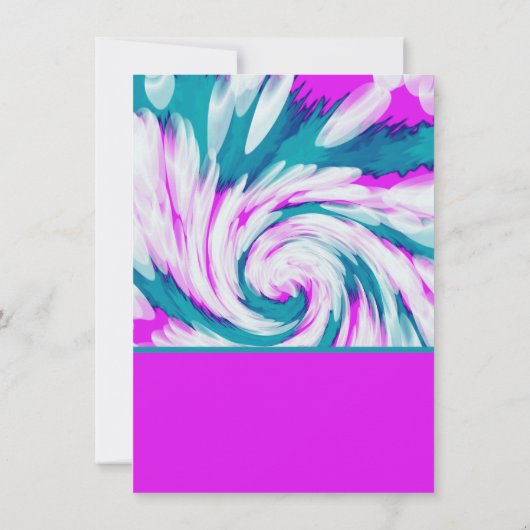 ターコイズピンク絞り染めスワール誕生日 招待状 (裏面)