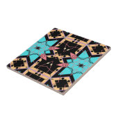 ターコイズピンク黒モザイク幾何学模様 タイル (側面)