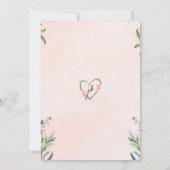 ターコイズピンク エレガント フラワー ウォーターカラー インビテーション (裏面)