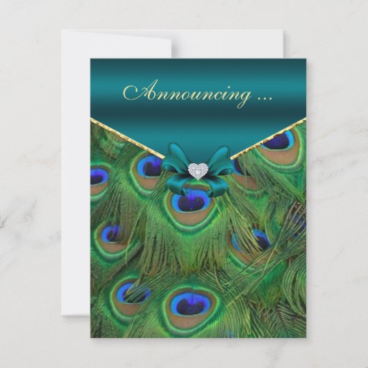 ターコイズピーコックエンゲージメント発表 案内状 (正面)