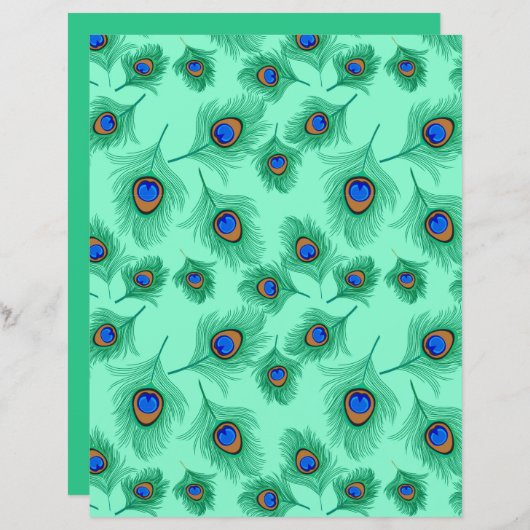 ターコイズピーコックフェザーオンライトアクア (正面/裏面)