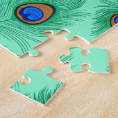 ターコイズピーコックフェザーオンライトアクア ジグソーパズル (側面)