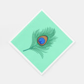 ターコイズピーコックフェザーオンライトアクア スタンダードランチョンナプキン (角)