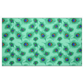 ターコイズピーコックフェザーオンライトアクア ファブリック (ファットクウォーター)