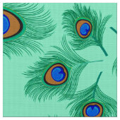 ターコイズピーコックフェザーオンライトアクア ファブリック (クローズアップ)