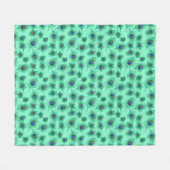 ターコイズピーコックフェザーオンライトアクア フリースブランケット (正面(横))