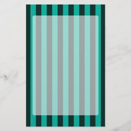 ターコイズピーコック垂直ストライプ 便箋 (正面)
