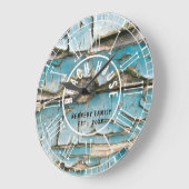 ターコイズピーリングウッドビーチハウスローマ数字 ラージ壁時計 (傾斜)