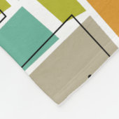 ターコイズファンキーオレンジグリーンスクウェアミッドセンチュリー フリースブランケット (角)