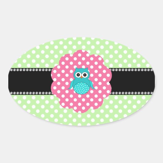 ターコイズファンシーフクロウ 楕円形シール (正面)