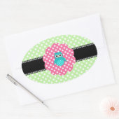 ターコイズファンシーフクロウ 楕円形シール (封筒)