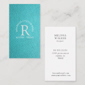 ターコイズフェイク革のモノグラム 名刺 (正面/裏面)
