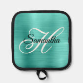 ターコイズフォイルファンシーモノグラム 鍋敷き (正面)