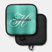 ターコイズフォイルファンシーモノグラム 鍋敷き (正面/裏面)