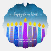 ターコイズフォトハヌカー（ユダヤ教）メノラーキャンドルモダン オーナメントカード (正面)