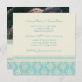 ターコイズフォト婚約パーティ招待状 招待状 (正面/裏面)