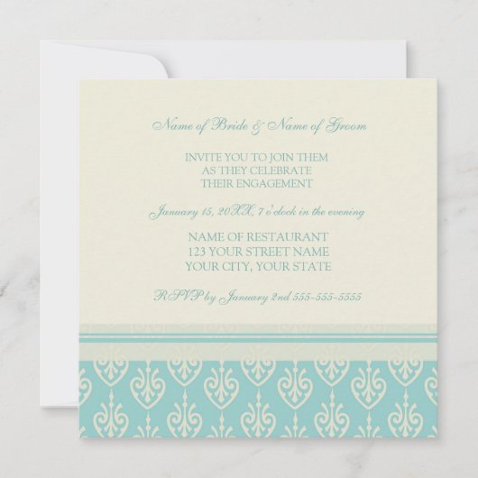 ターコイズフォト婚約パーティ招待状 招待状 (正面)