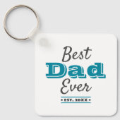 ターコイズフォト最高のパパエバータイポグラフィモダン キーホルダー (正面)