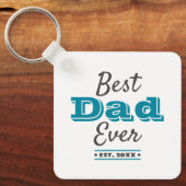 ターコイズフォト最高のパパエバータイポグラフィモダン キーホルダー (正面)