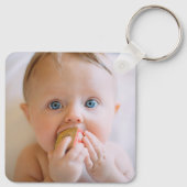 ターコイズフォト最高のパパエバータイポグラフィモダン キーホルダー (裏面)